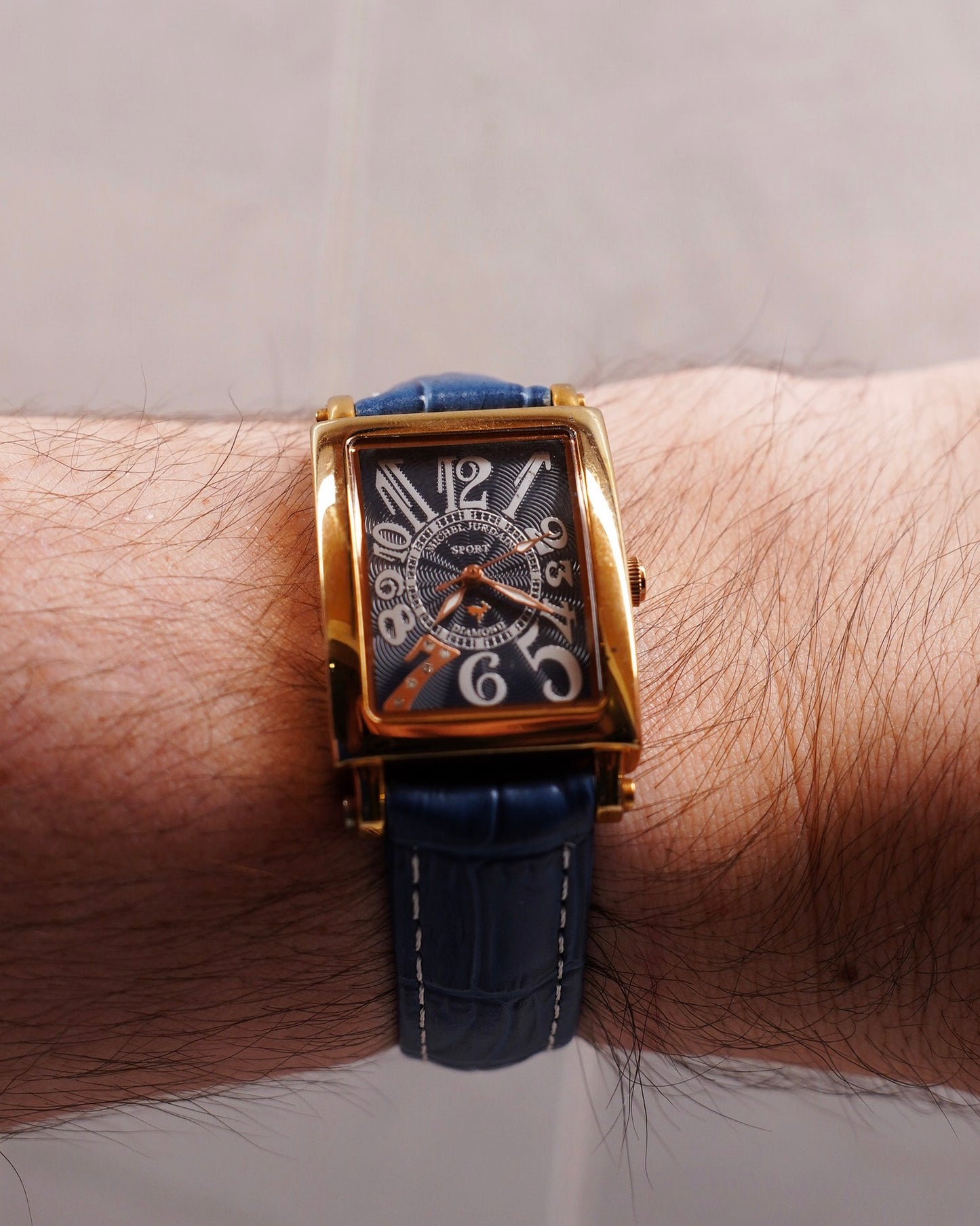 Michel Jurdain Tank Watch Blue Leather Quartz Unisex