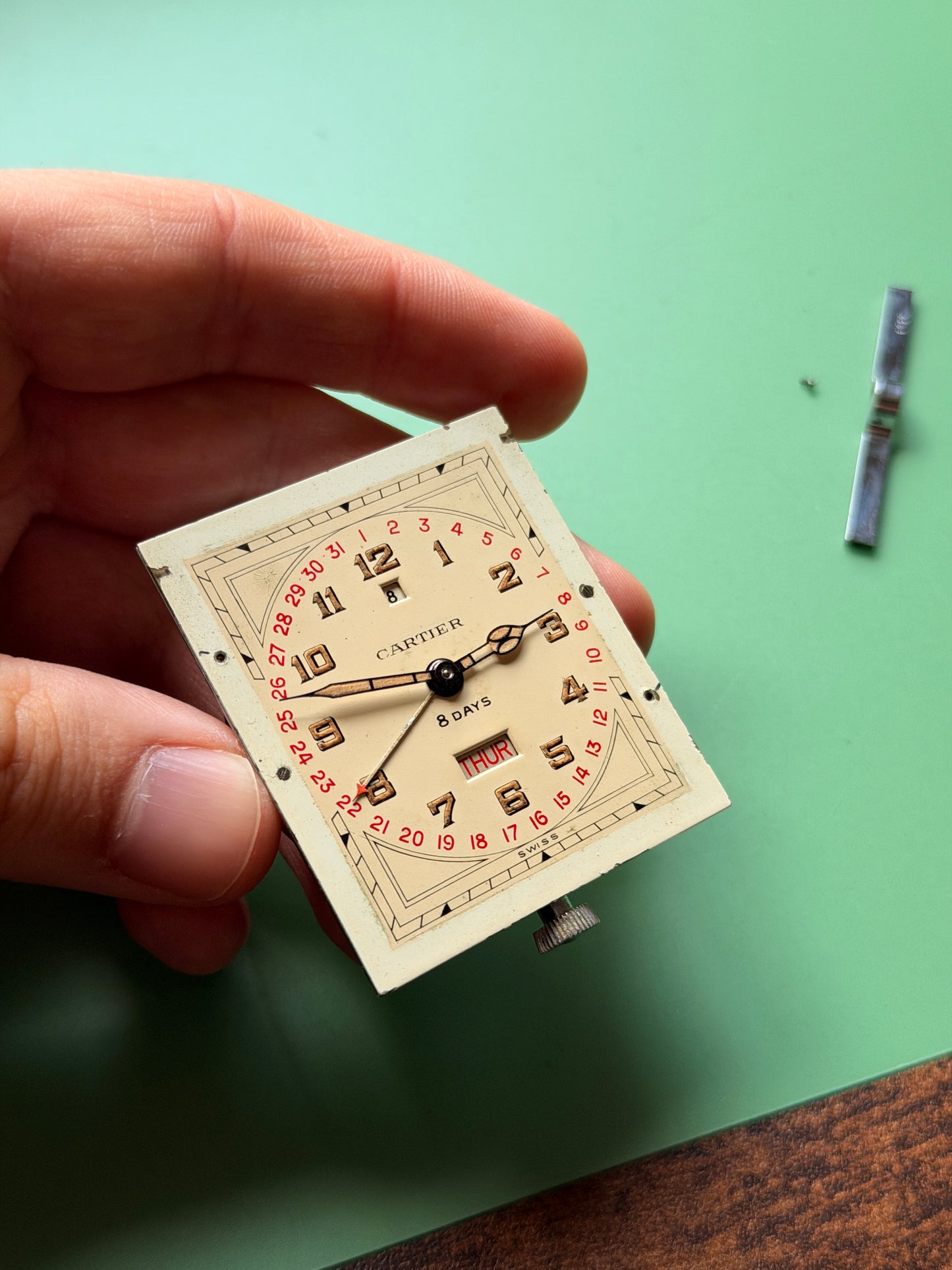 Vintage Cartier Signed “Ados” LeCoultre Full Calendar Travel Clock