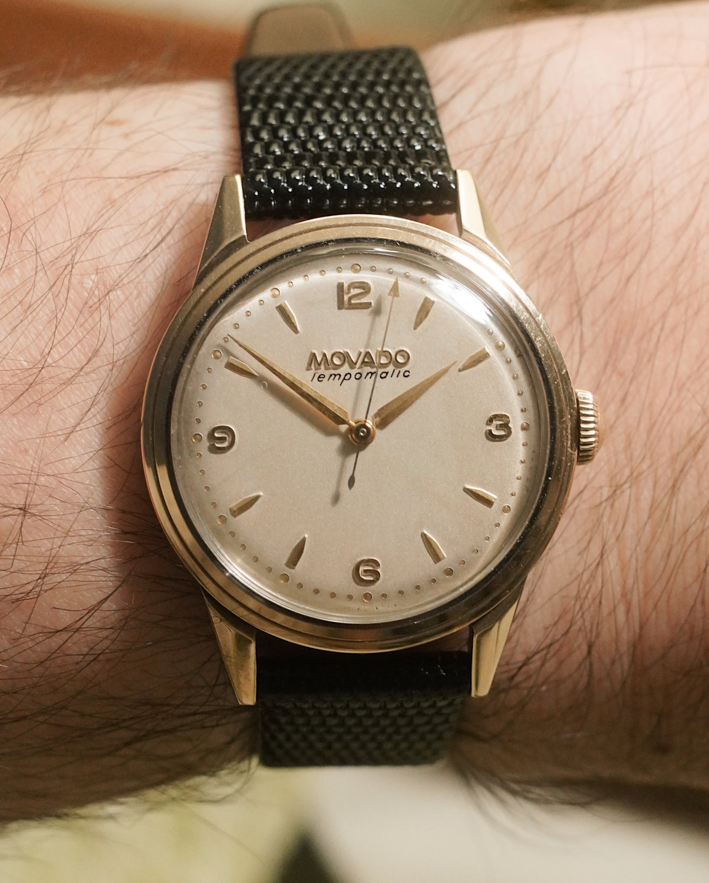 1950's Movado Tempomatic Gold Capped Calatrava Ref 16192 YG/SS