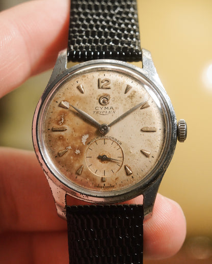 Vintage Cyma Big Seconds Hand Watch Tropical Dial