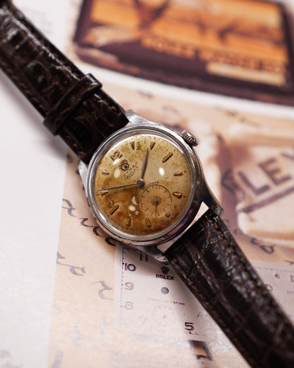 Vintage Cyma Big Seconds Hand Watch Tropical Dial